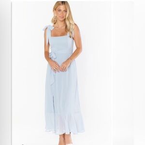 Show Me Your MuMu Claire midi dress in steel blue chiffon